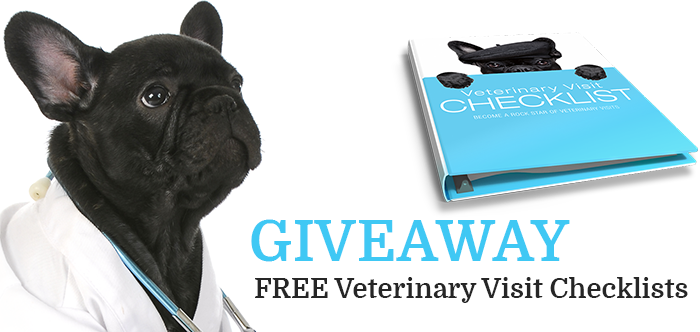 FREE GIVEAWAY! Do you know what questions to ask your veterinarian? Become a Rock Star of Veterinary Visits. Get your FREE Veterinary Visit Checklists and maximize your veterinary visits.